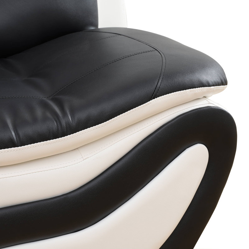 Luxury Three-Seater Sofa – Premium Breathable Leather With Solid Wood Frame And Ergonomic Support, Black/White