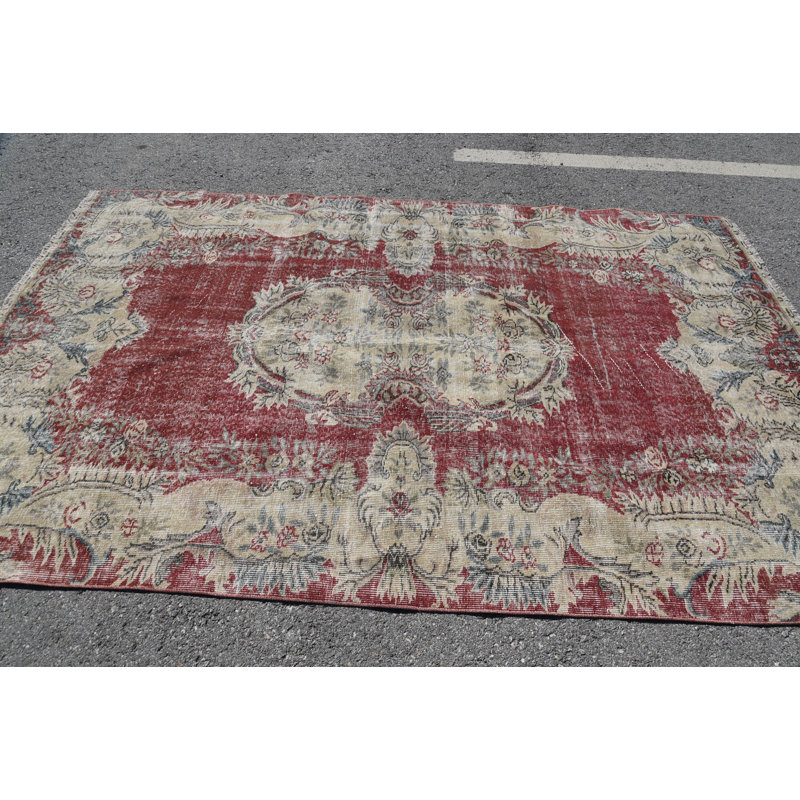 Tapis beige bohème, tapis rétro, tapis turc, tapis marocain, grands tapis de 5,7 x 9,4 pi