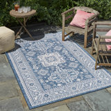 Outdoor Chand Rug Ivory-Blue Color