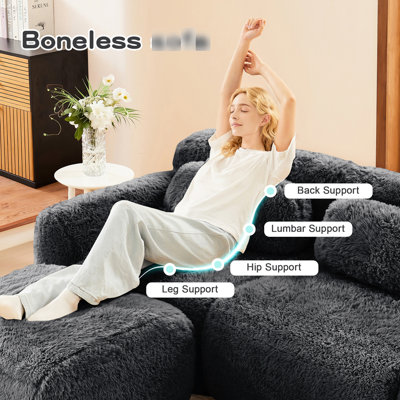 Matelas sans os gris foncé 80'' Soft 2, sans assemblage, fond antidérapant, avec mousse haute densité 32D, assise profonde pour étudier, gris, base.