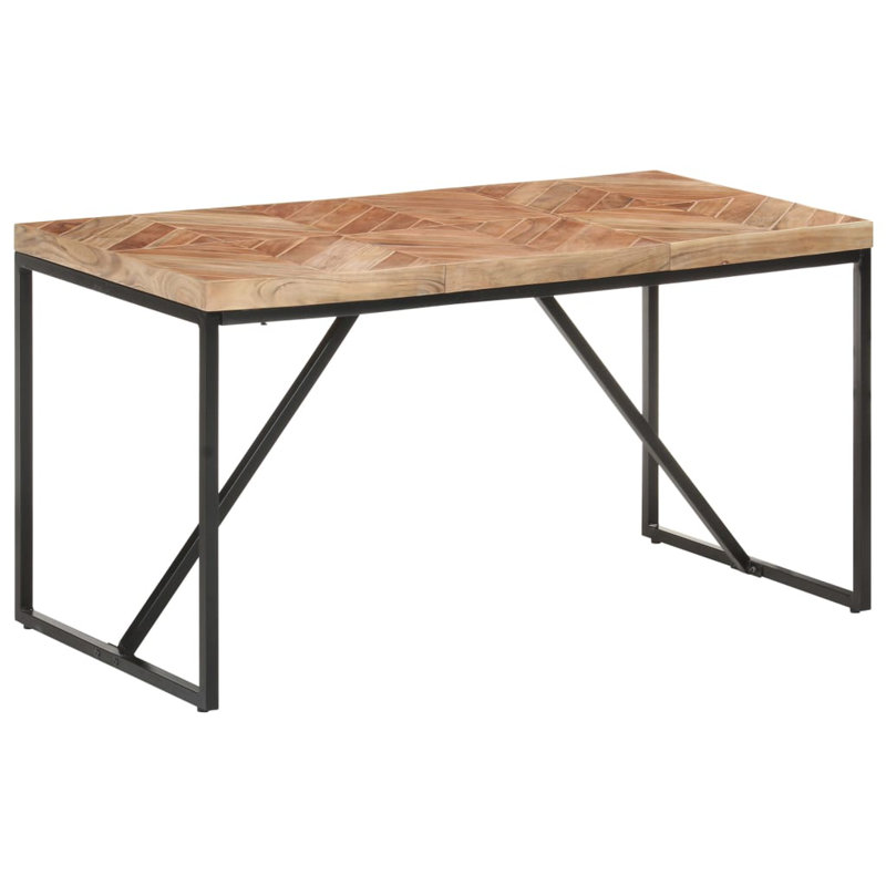 Dining Table Kitchen Dining Room Table Solid Acacia and Mango Wood, 27.56'' W x 55.12'' L, Black, Brown