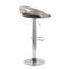 Tabouret de bar réglable avec pivot en métal chromé, bois et similicuir avec repose-pieds ovale