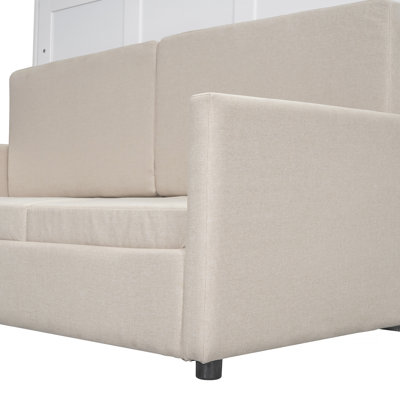 Lit escamotable de haute qualité avec coussin, combinant fonctionnalité de canapé et rangement intelligent pour les petits espaces de vie