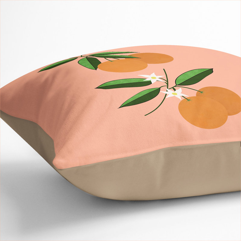 Orange Blossom Square Throw Cushion, Stone, 55cm H x 55cm W x 20cm D