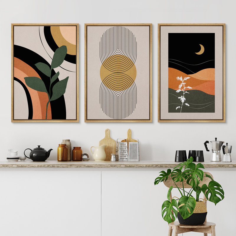 Reproduction d'art encadré sur toile Mid-Century, H 24 po x l 48 po, Naturel