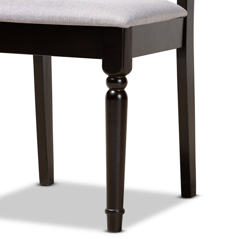 Rizzo 5-Pc Dining Set in Dark Brown Finished Wood, 38.6'' H X 17.9'' W X 19.3'' D, Dark Brown, Gray/Dark Brown, 5