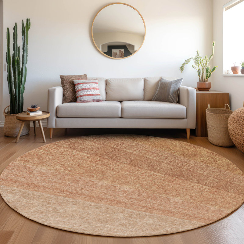  Machine Washable Indoor/Outdoor Kitchen Mat, Round 8'