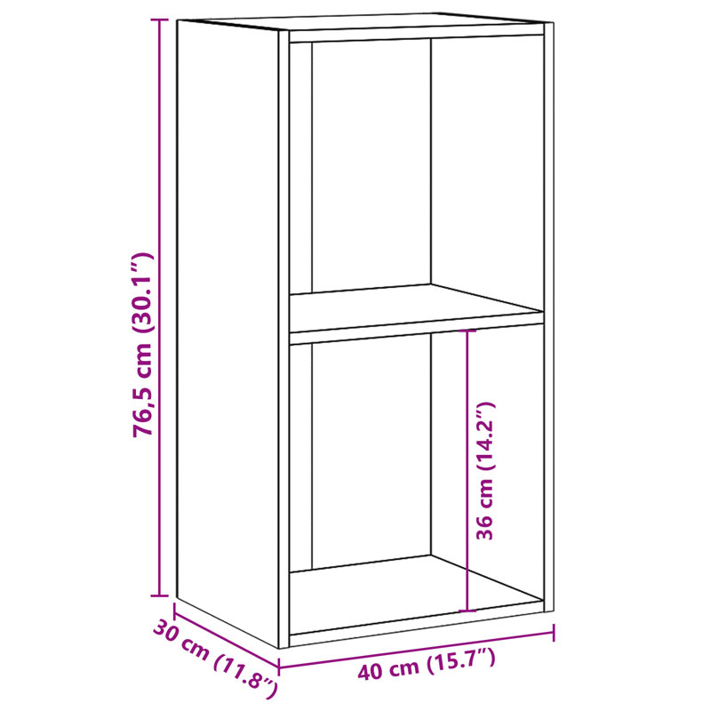 Abreia 76.5cm H Standard Bookcase, Sonoma Oak, 76.5cm H x 40cm W x 30cm D