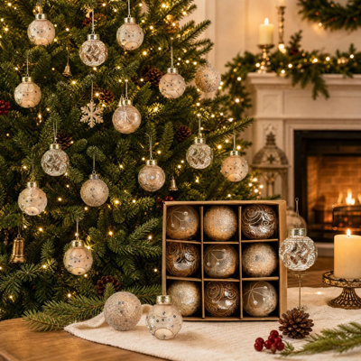 9 Sets of Christmas Balls Sparkling SSequins Transparent Christmas Tree Decoration Balls Holiday Scene Decoration Pendants Christmas Decor Gifts