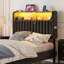  Tête de lit grand format avec rangement, hauteur réglable, tête de lit tapissier en velours avec lumières à DEL et station de charge, tête de lit autoportante moderne, assemblage facile, noir-984896306-984896310