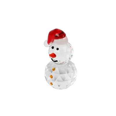 Crystal Snowman Figurine — Decorative Holiday Tabletop Accent, Glass Sculpture