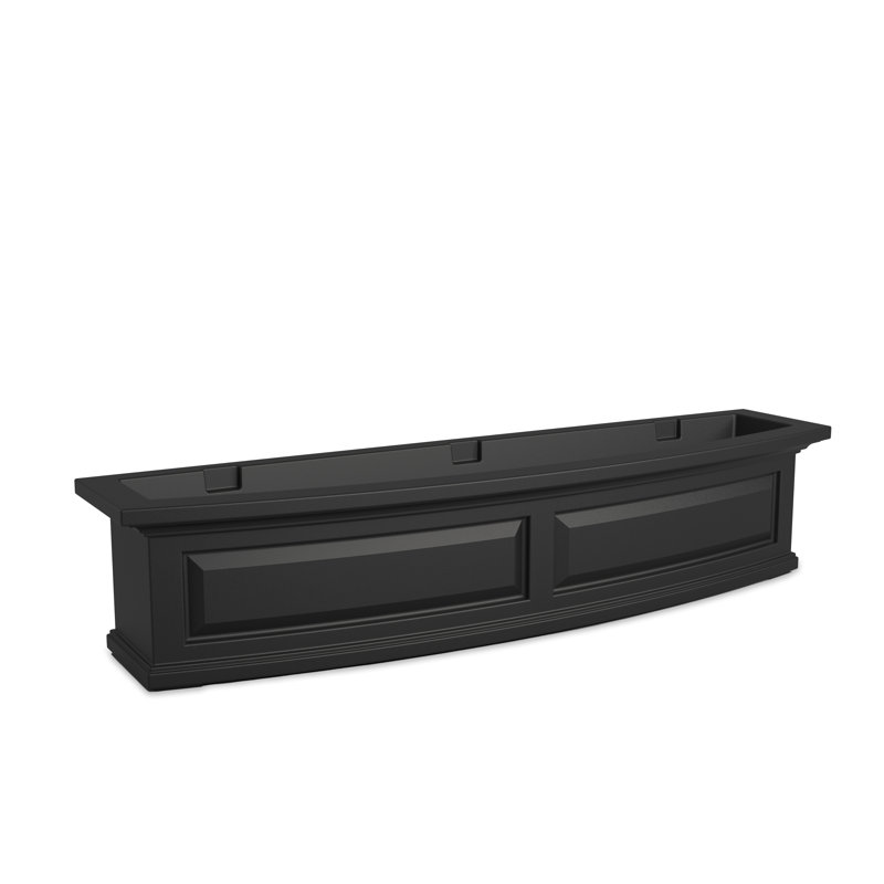 Mayne Nantucket 4ft Self-Watering Window Box with Steel Wall Mount Brackets, Black, 10" H x 48" W x 11.5" D