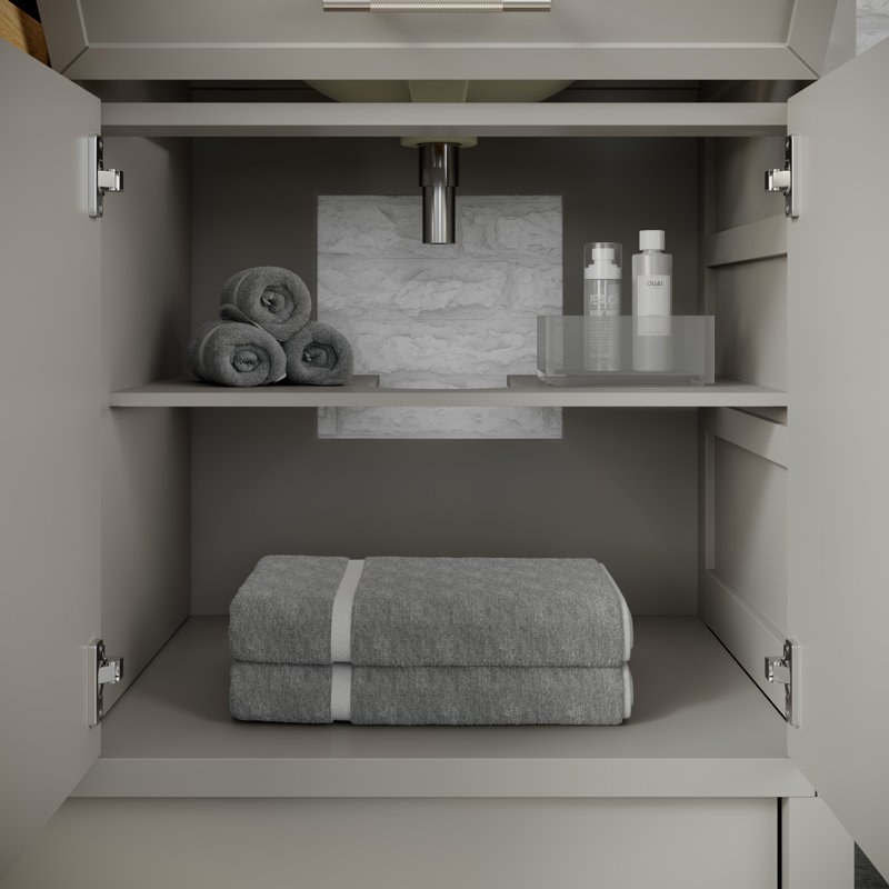 Ensemble de meuble-lavabo double en bois massif l 60 po x P 22 po Blakely II, Gris essentiel, 60"