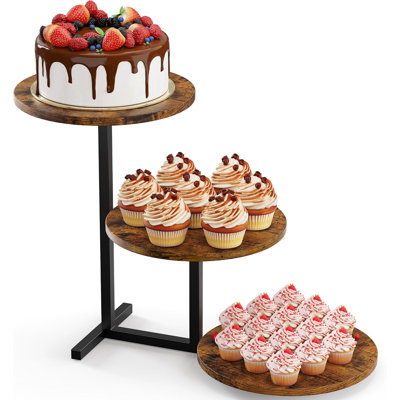 3 Tier Cupcake Tower Stand For 24 Cupcakes, Wooden Tiered Tray Stands, Display Cup Cake Dessert Tower For Party Afternoon Tea, Food Holder Stand For Baby Shower Wedding Birthday (1 Pack)，dark Brown