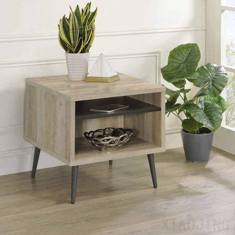 Distressed Pine Square Engineered Wood Side End Table