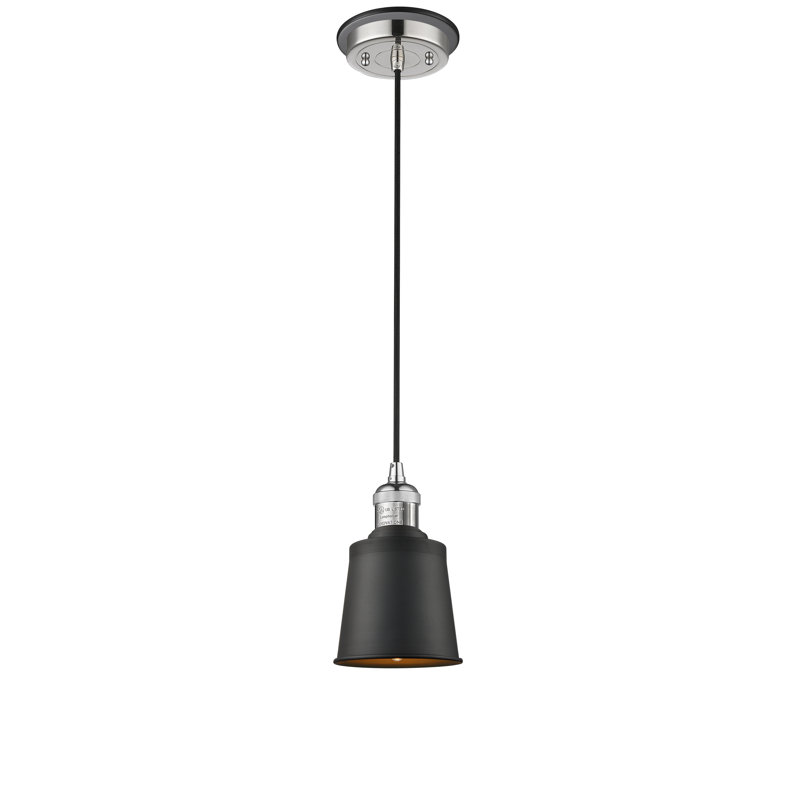 Lavender Hill 1 - Light Single Pendant, Polished Nickel, Polished Nickel with Matte Black accents
