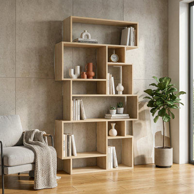 Geometric 37.8" W x 66.1" H x 9.8" D Bookshelf