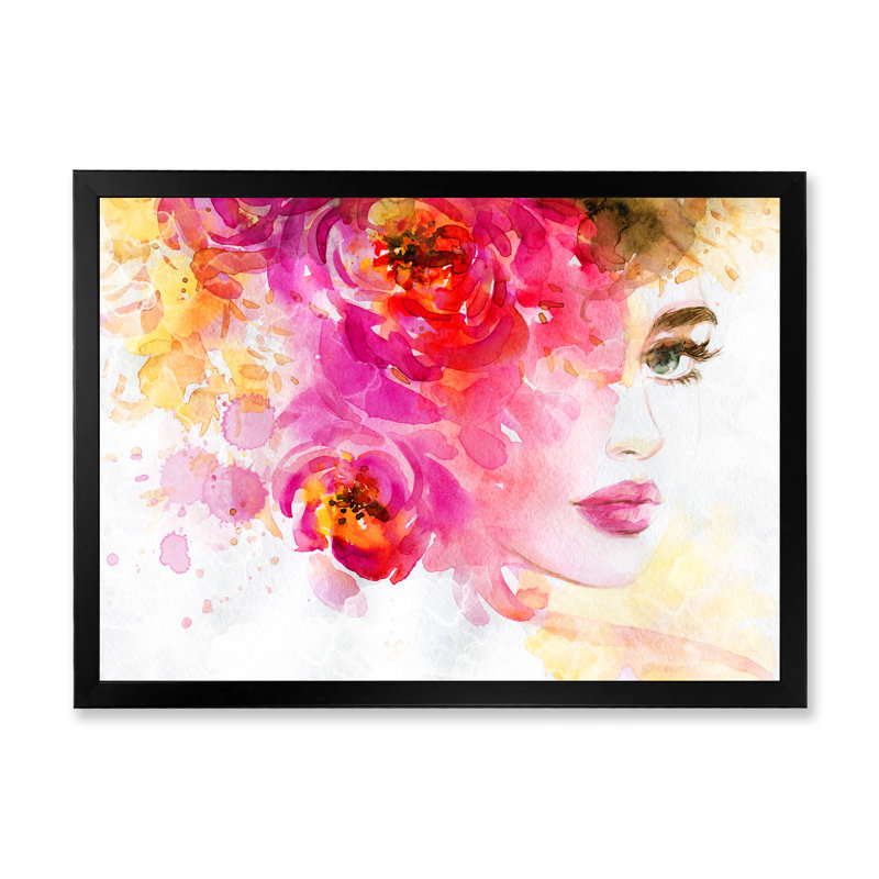 Art floral sur toile, Cadre noir, H 8 po x l 12 po x P 1,5 po