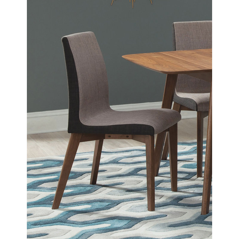 Gray and Walnut Upholstered Side Chair with Wood Legs