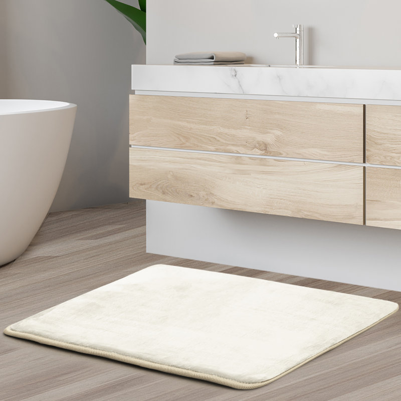 White Plush Memory Foam Rectangular Bath Mat