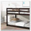 Lit superposé simple au-dessus d'un lit simple en bois massif et en bois d'hévéa massif avec échelle, plateformes supérieure et inférieure fabriquées avec des lattes renforcées, espresso-896834530