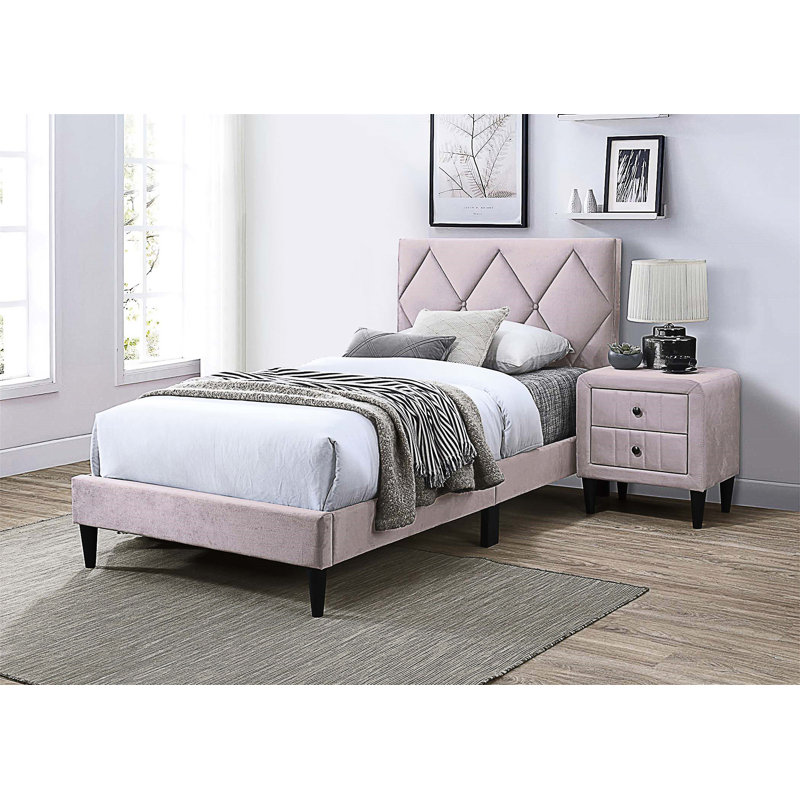 Twin Bed, Twin, Light Pink