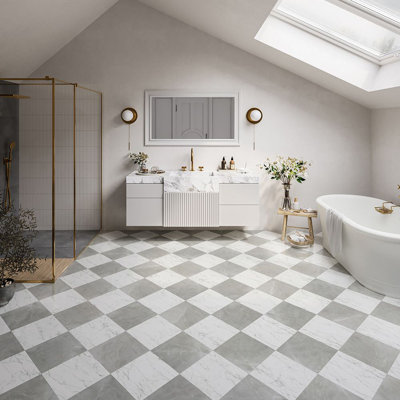 Tuscany Checkerboard 12X12 Marble Look Porcelain Tile