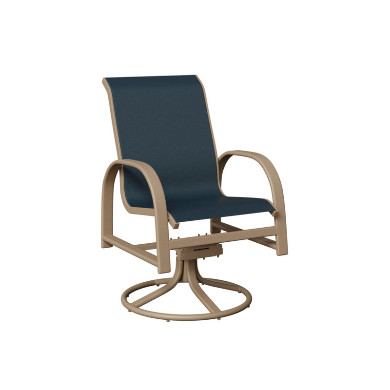Chaise de salle à manger à bascule pivotante en aluminium Amma, Marine, Aluminium, chêne, veine de bois