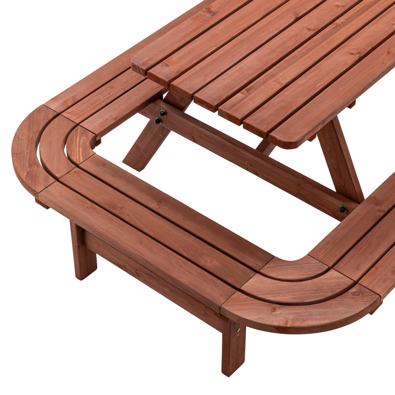 Table de pique-nique avec bancs pour 14 à 16 personnes, table rectangulaire d'extérieur en bois de 8 pieds de long