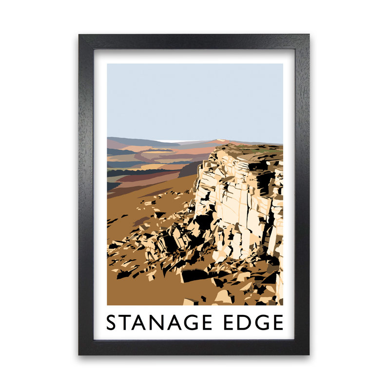 Stanage Edge by Richard O'Neill - Single Picture Frame Print, 42 cm H x 297 cm W, Black
