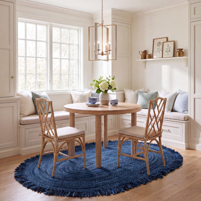 Handwoven Cotton Area Rug in Navy/Black