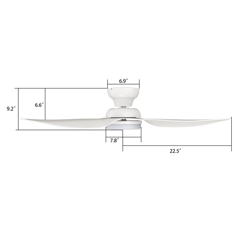 Ventilateur de plafond encastré à DEL 3 pales 45 "avec télécommande et ensemble d'éclairage inclus 