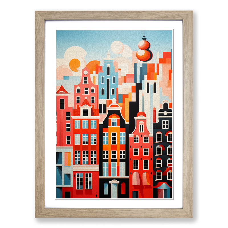Amsterdam Constructivism Framed Print, 34cm H x 25cm W x 2cm D, Oak 