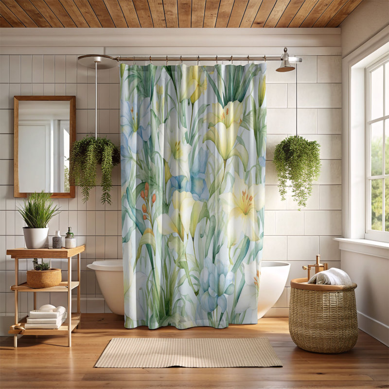 Rideau de douche standard 1 pièce Blossom, H 74 po x l 71 po