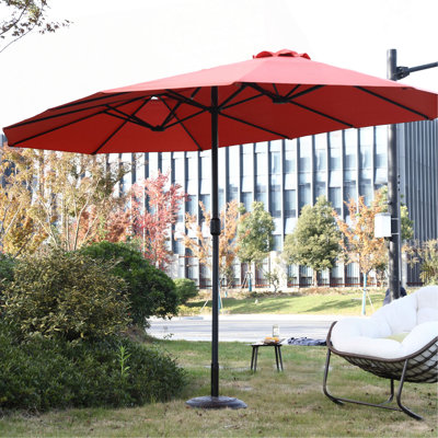 Grand parasol d'extérieur double face 14,8 pi avec manivelle (sans base)