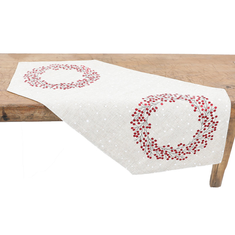 Chemin de table Isakson Holly, Lin, L 90 po x l 15 po