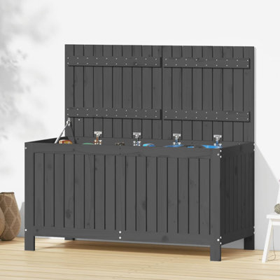 Rosalind Wheeler Daesha 121cm W 269L Water Resistant Pine Solid Wood Deck Box