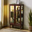 Vitrine en noyer de 43,5 pouces de hauteur avec dossier en miroir et tablettes réglables-801617157