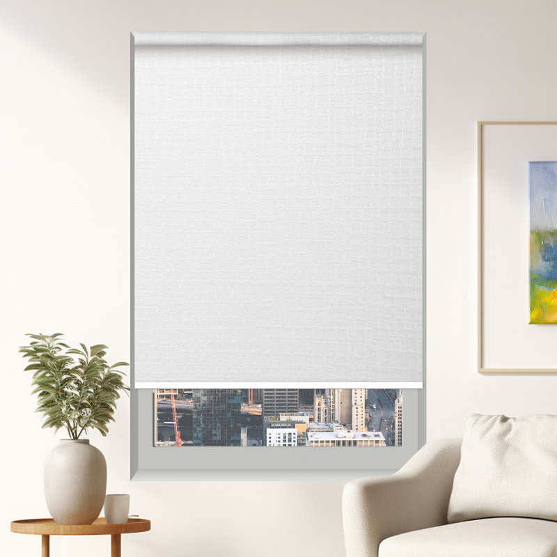 Abat-jour opaque en lin tissé, L 25 po x L 48 po, Blanc