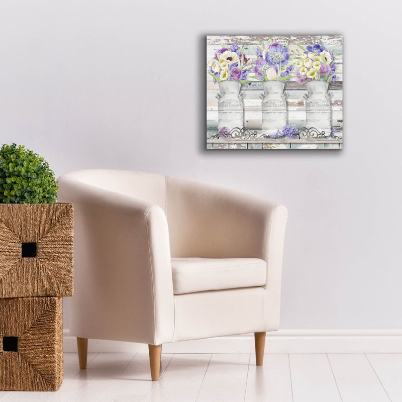  «Milk Cans With Florals A» par Jean Plout, art mural sur toile, 24 po x 20 po