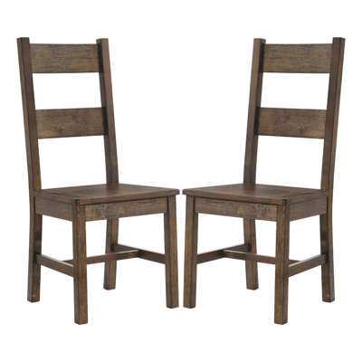 2 chaises de salle à manger à dossier brun doré rustique - Design d'intérieur, brun, bois d'hévéa, H 43,15 po x l 18,5 po x P 21,8 po, capacité de poids de 300 lb
