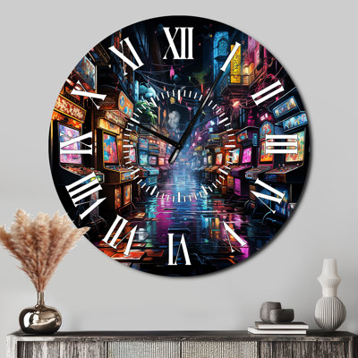 Neon Arcade Video Game Dream - Video Games White Face Wall Clock