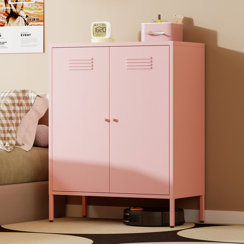 Alleyne Metal Accent Cabinet, Pink