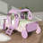 Twin-Sized Princess Carriage Bed With Crown, Wood Platform Car Bed With Steps-122515642