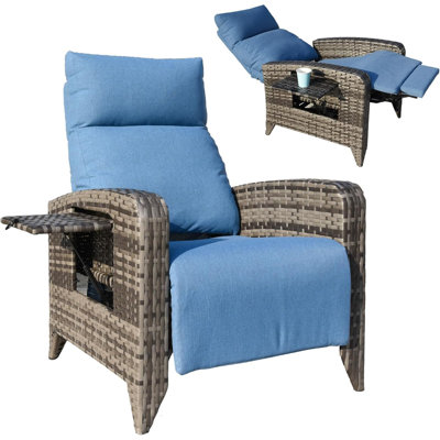 Fauteuil inclinable d'extérieur en osier avec table Dasai