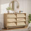 Commode 6 tiroirs, commode moderne en bois de 47,2 po avec poignées incurvées et à bord arrondi, commodes à grande capacité pour la chambre à coucher et le salon (2 colis)-514412324