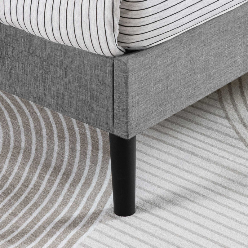 Lit plateforme tapissier Roheel avec capitonnage Diamond Channel, Double, gris
