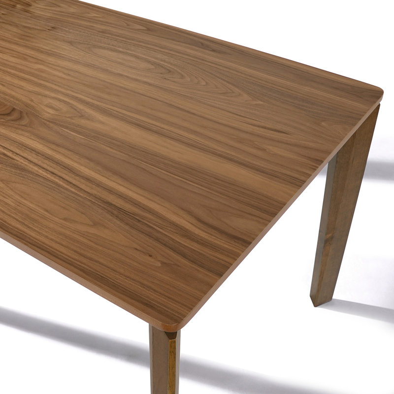 59'' Rectangular Dining Table for 6, Modern MDF Wood Kitchen Table with Solid Wood Legs, Brown Wood