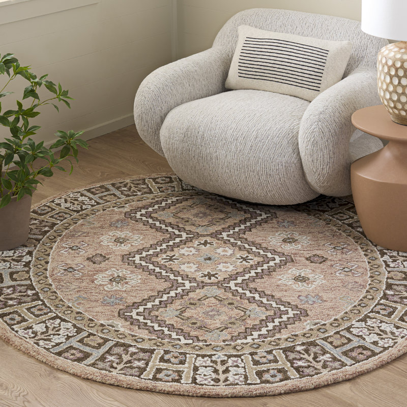 Hand Tufted Wool;Cotton Moroccan Indoor Rug, Round 5'