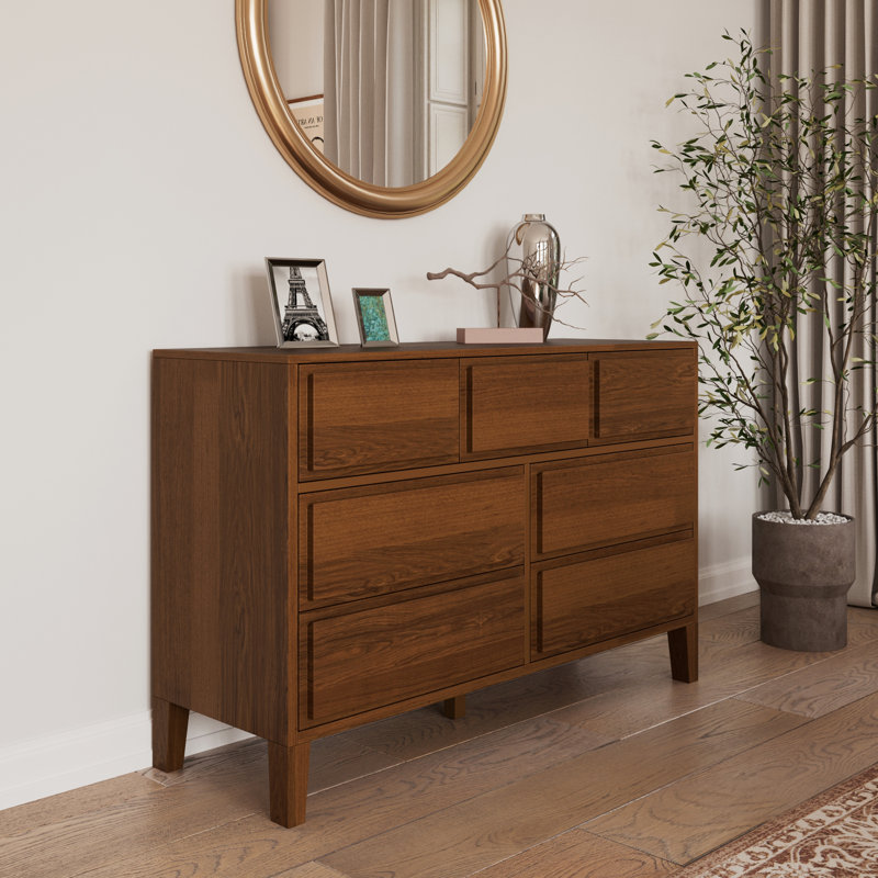 Commode 7 tiroirs Knighten, Noyer foncé